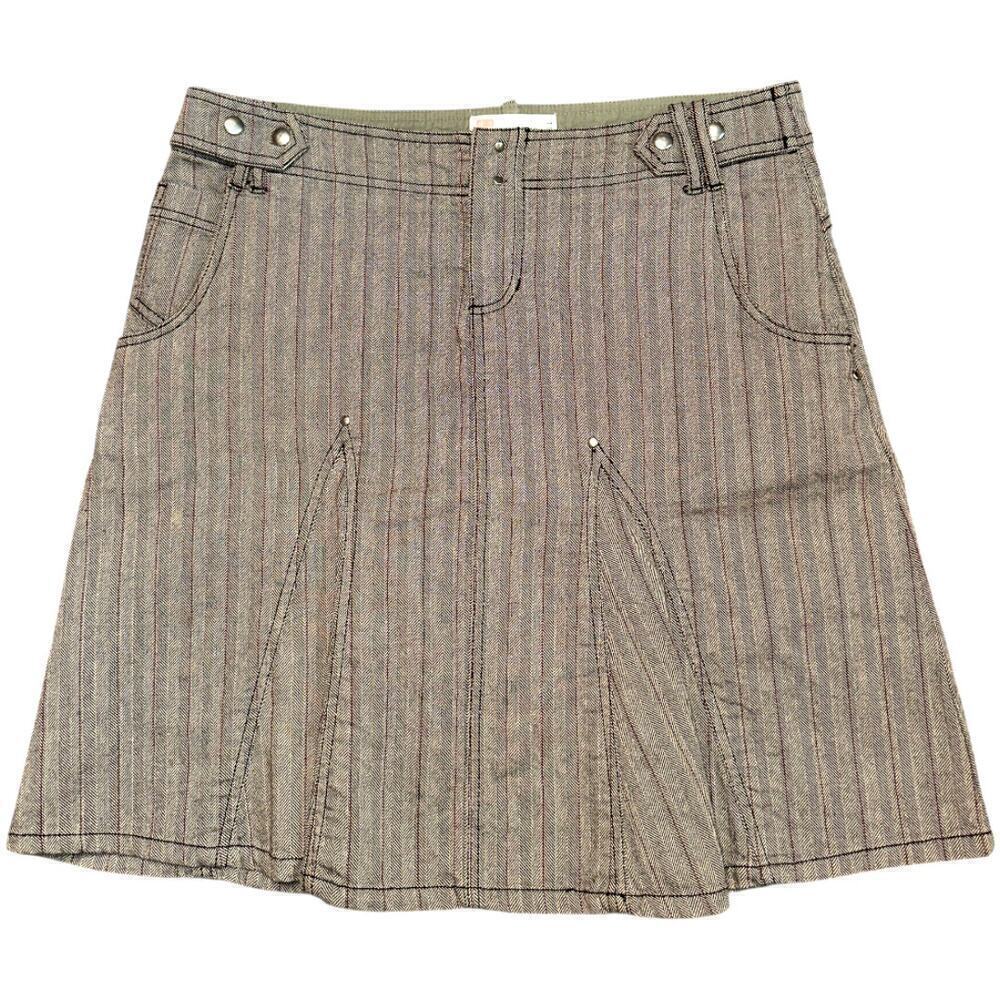 VTG Urban Outfitters Khaki Hairbone 100% Cotton Flare Knee Height Skirt Size 9